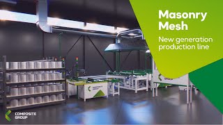 New generation production line for manufacturing of fiberglass masonry mesh with a rebar